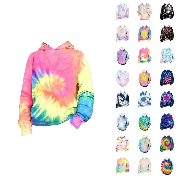 Kids 3D Tie Dye Hoodies Spring Fall Long Sleeve Graphic Hooded Sweatshirt for Boys Girls Pullover Tops