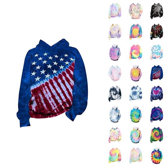 Kids 3D Tie Dye Hoodies Spring Fall Long Sleeve Graphic Hooded Sweatshirt for Boys Girls Pullover Tops