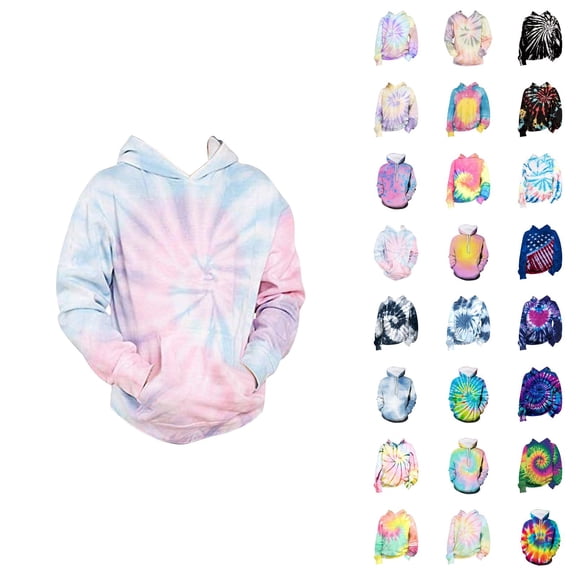Kids 3D Tie Dye Hoodies Spring Fall Long Sleeve Graphic Hooded Sweatshirt for Boys Girls Pullover Tops