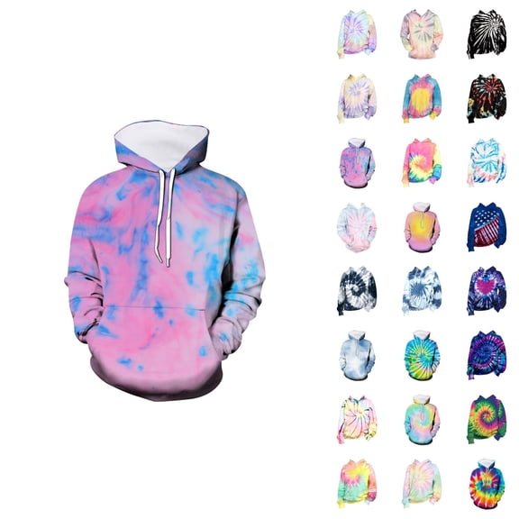 Kids 3D Tie Dye Hoodies Spring Fall Long Sleeve Graphic Hooded Sweatshirt for Boys Girls Pullover Tops