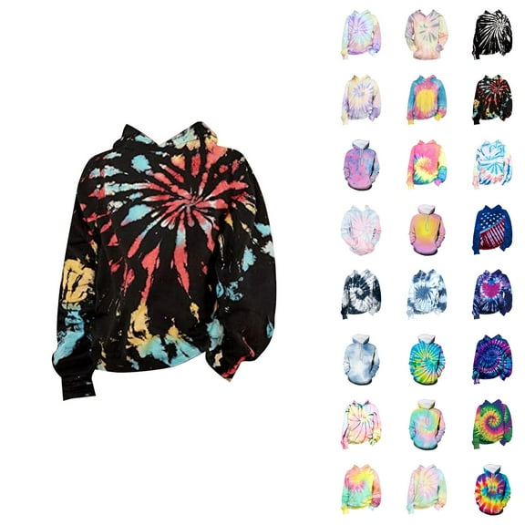 Kids 3D Tie Dye Hoodies Spring Fall Long Sleeve Graphic Hooded Sweatshirt for Boys Girls Pullover Tops
