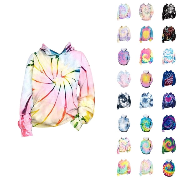 Kids 3D Tie Dye Hoodies Spring Fall Long Sleeve Graphic Hooded Sweatshirt for Boys Girls Pullover Tops