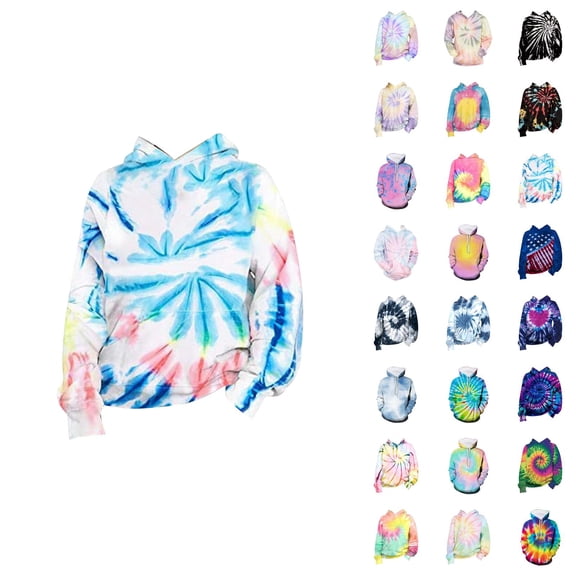 Kids 3D Tie Dye Hoodies Spring Fall Long Sleeve Graphic Hooded Sweatshirt for Boys Girls Pullover Tops