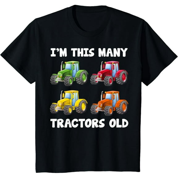 Kids 4 Year Old Boy Tractors Old 4th Birthday Farm Tractor Trucks T-Shirt