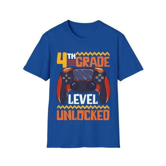 Kids 4th Grade Level Unlocked First Day Of School Video Game Unisex T-Shirt
