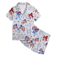 thumbnail image 1 of Kids 4th of July Print Pajama Set, Button Down Short Sleeve Top and Elastic Waist Shorts Sleepwear for Boys and Girls, Independence Day Loungewear(Red1,4-5 Years), 1 of 3