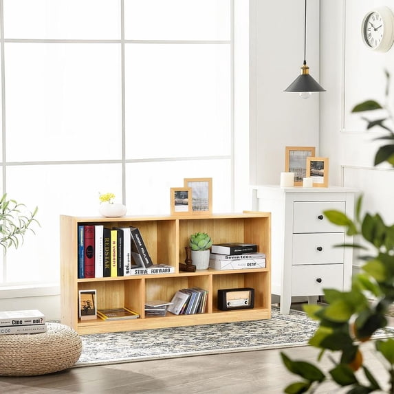 Kids 5-Cube Storage Cabinet, 2-Shelf Wood Bookcase Organizer, Sturdy ...