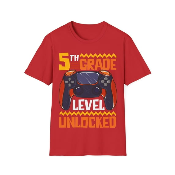 Kids 5th Grade Level Unlocked First Day Of School Video Game Unisex T-Shirt