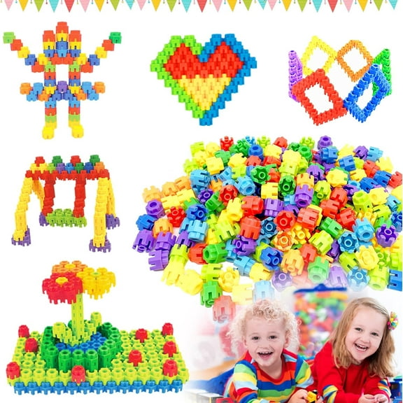 Kids 60Pcs Building Blocks Set Educational Stem Building Toy With Storage Bag,Construction Block Toys Set Learning Playset Kit For Boys Girls,Child Brain Development Preschool Kindergarten Toy Age 3+