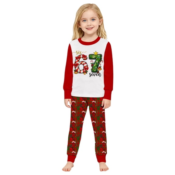 Kids 67 Meme Pajamas Shirts Pant Sets Boys Girls Six Seven Outfits Pajamas Youth 6 7 Number Clothes 4-12Years