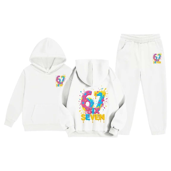 Kids 67 Six Seven Shirt and Pants Set - Long Sleeve Sweatshirt Jogger Outfit for Boys Girls