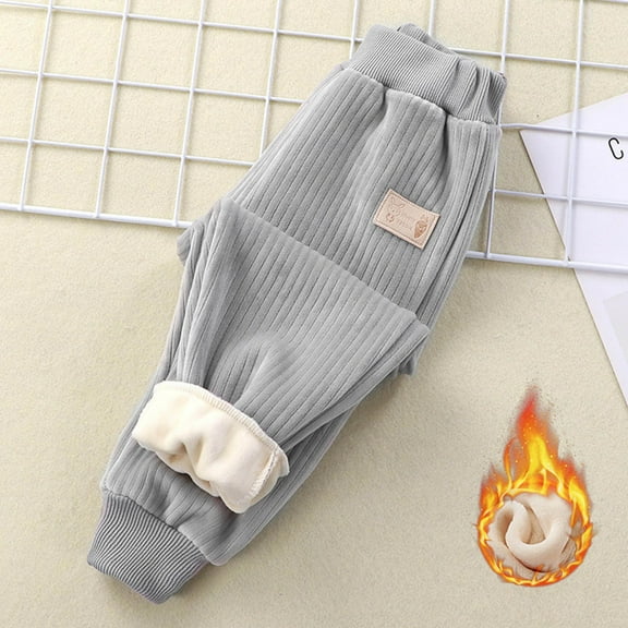 Kids' (6M-7Y) Pattern Fleece-Lined Lounge Pants Unisex Boys Girls Winter Casual Warm Sleep Pants Layered Trousers for Cold Days