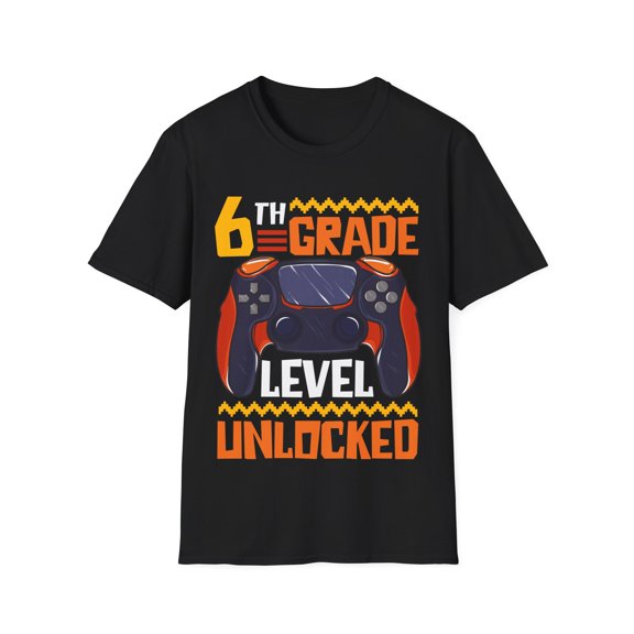 Kids 6th Grade Level Unlocked First Day Of School Video Game Unisex T-Shirt