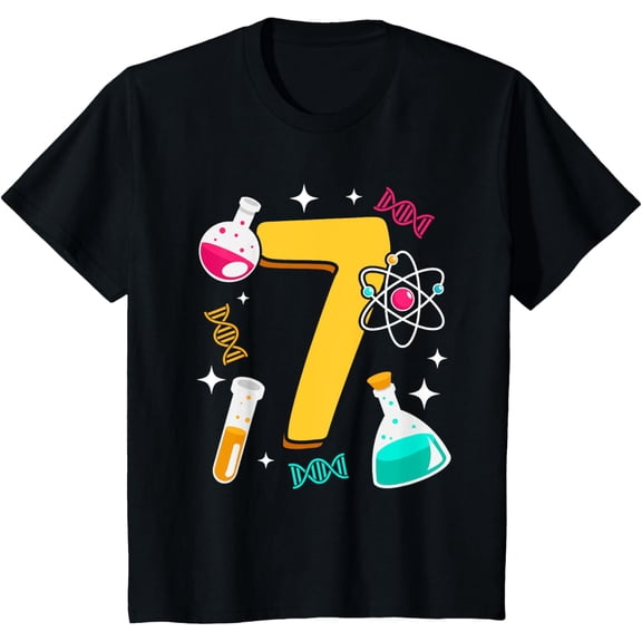 Kids 7th Birthday Science Themend Nerd Test Tube Scientist T-Shirt
