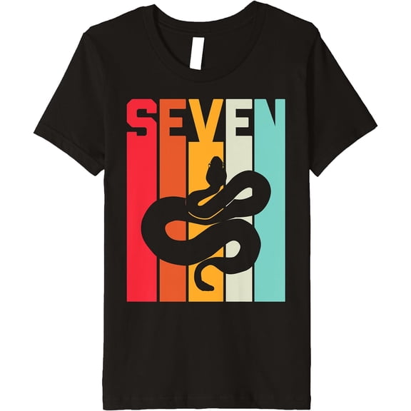 Kids 7th Birthday Vintage Snake Lover Pet Reptile 7 Years Old Premium T-Shirt