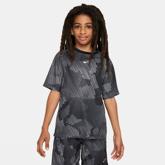 Nike Multi Big Kids' (Boys') Dri-FIT Short-Sleeve Top Color: Black/White Size: M