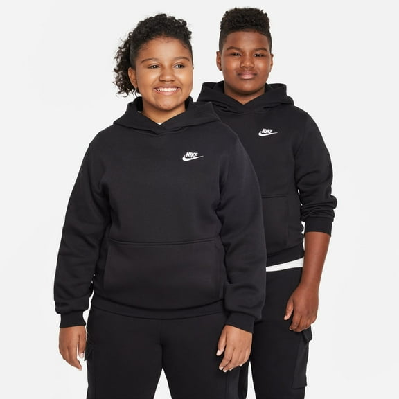 Kids 8-20 Nike Sportswear Club Embroidered Logo Fleece Pullover Hoodie Color: Black Size: MEDIUM