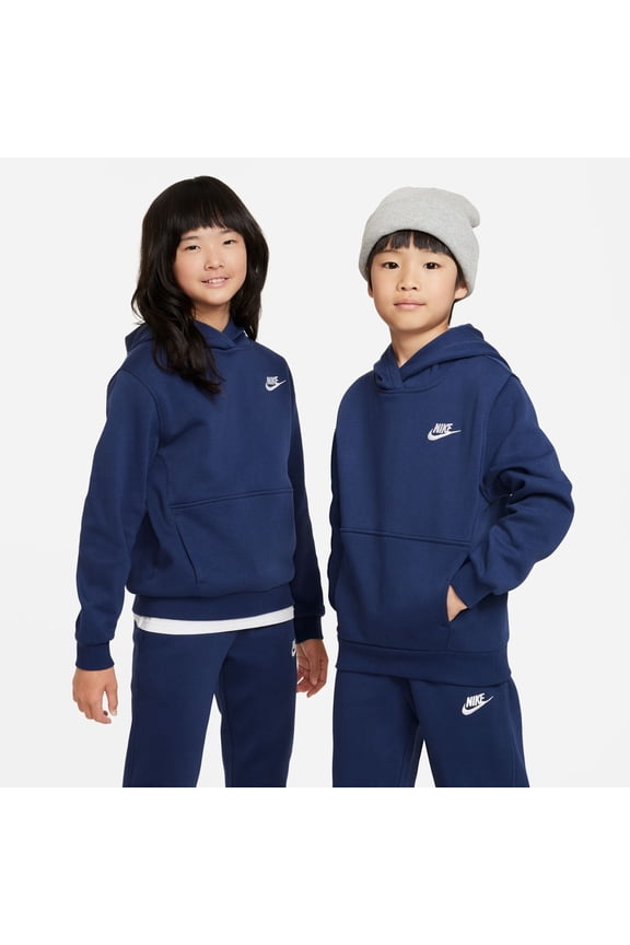 Boy's NSW Club Fleece LBR Hoodie Little Kids/Big Kids Midnight Navy/White XL 18-20 Big Kid