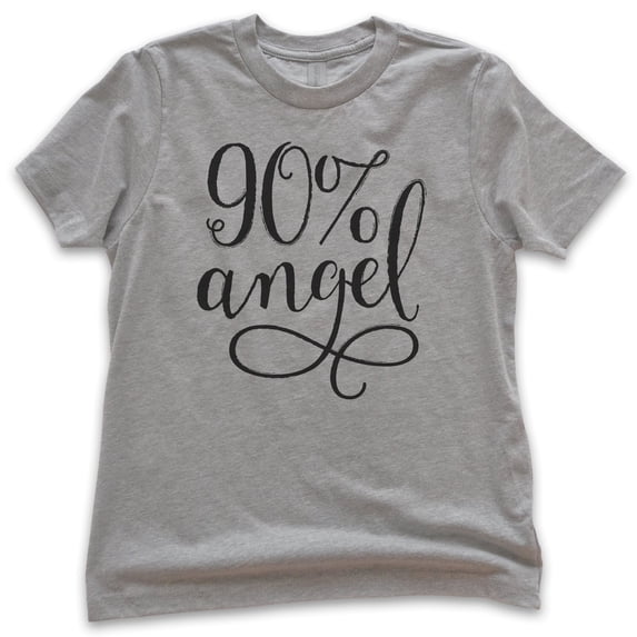 Kids 90% Angel Shirt, Youth Kids Boy Girl T-Shirt, Cute Shirt, Sweet Shirt, Daughter Tee, Sweetheart Tee, Dark Heather Gray, Large