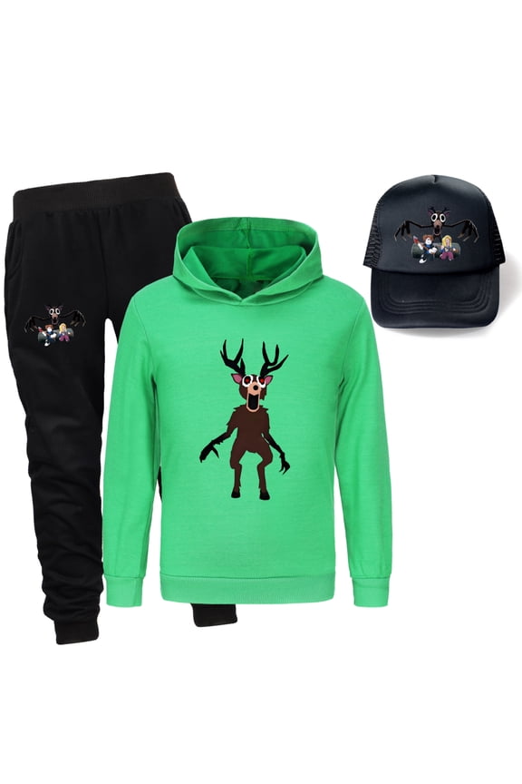 Kids 99 Nights In The Forest Hoodies Trousers and Sunhat 3PCS Set 99 Nights In The Forest Sweatshirts Set for Boys Girls