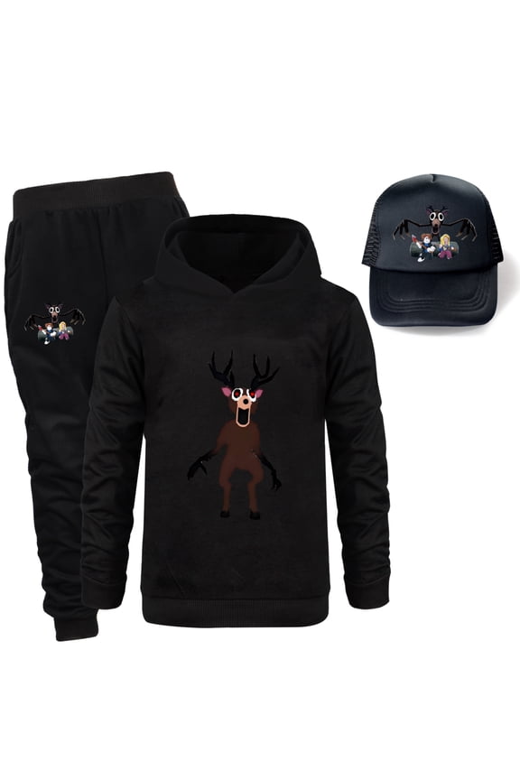 Kids 99 Nights In The Forest Hoodies Trousers and Sunhat 3PCS Set 99 Nights In The Forest Sweatshirts Set for Boys Girls