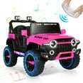 thumbnail image 1 of 24V Kids Ride on Car, 2 Seater Ride on Toy Pink Jeep for Big Kids with Remote Control, Kids Electric Vehicles Cars, 3 Speeds, LED Lights, Bluetooth Music, Pink, 1 of 7