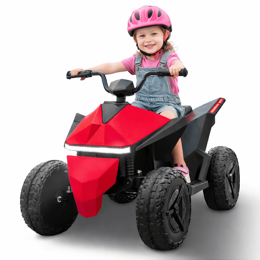 POP FRIENDS Kids ATV 24V, 4WD Ride on Toys Electric Car for Ages 3+ Toddlers Boys Girls with Remote Control, LED Headlights, Anti-Slip Tires, Bluetooth, Music Player, Pink