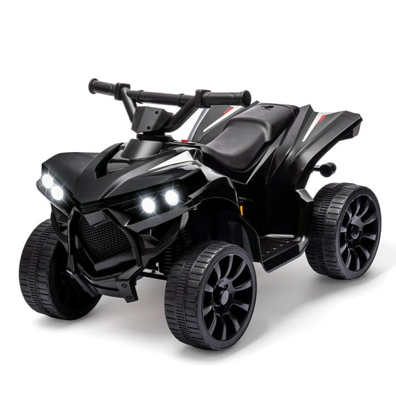 Kids ATV 4 Wheeler, 6V Ride On Toy w/ 1.8 Mph Max Speed, Wear-Resistant Wheels, Led Lights, Foot Pedal and Music, Electric Vehicle Quad Car for Kids Toddlers (Black)