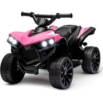 Kids ATV 4 Wheeler, 6V Ride On Toy w/ 1.8 Mph Max Speed, Wear-Resistant Wheels, Led Lights, Foot Pedal and Music, Electric Vehicle Quad Car for Kids Toddlers (Pink Black)
