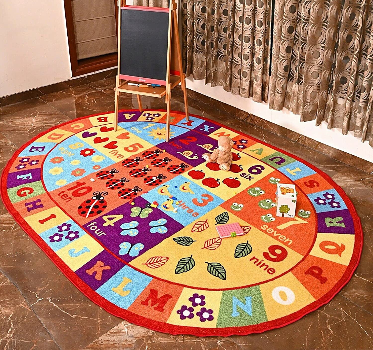 Kids Abc Educational Alphabet Letter Numbers Anti Skid Area Rug 3'3