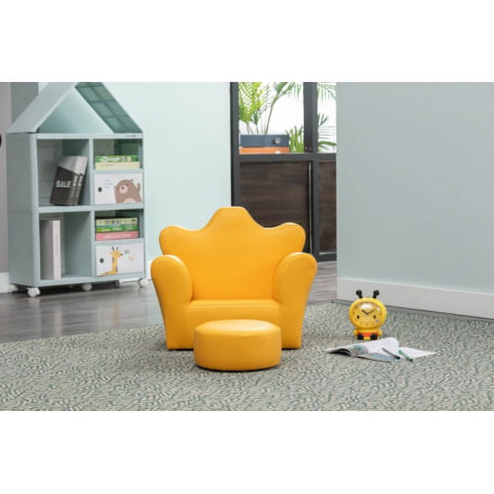 Kids Accent Chair,Crown Shape Sofa Chair with Padded Seat Cushion and High Backrest,Kids Reading