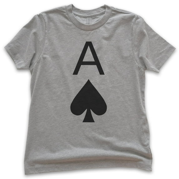 Kids Ace Of Spades T-shirt, Youth Kids Boy Girl T-Shirt, Cute Ace T-shirt, Cards Shirt, Poker Shirt, Dark Heather Gray, Large