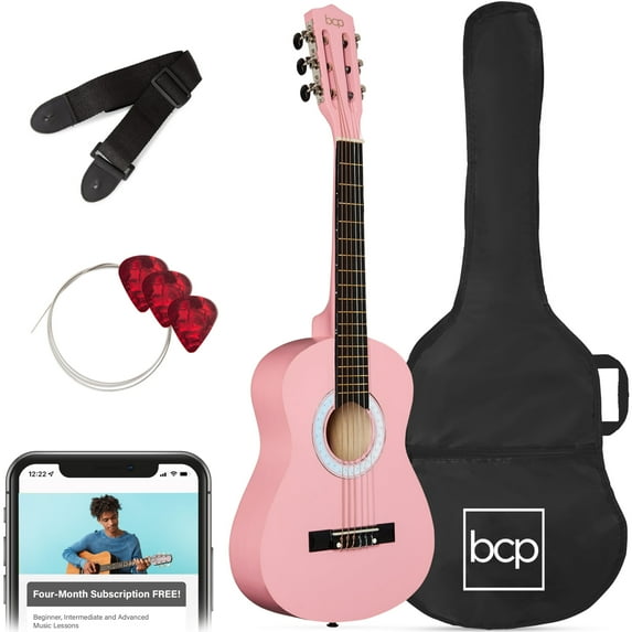 Best Choice Products Walmart Exclusive 30in Kids Acoustic Guitar Beginner Starter Kit w/ Strap, Case, Strings - Walmart Pink