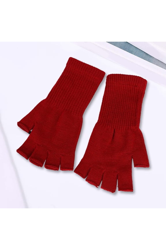Kids Acrylic Thermal With Half Finger Design Long Sleeve Warm Mittens For Children Winter Outdoor Play, RD2