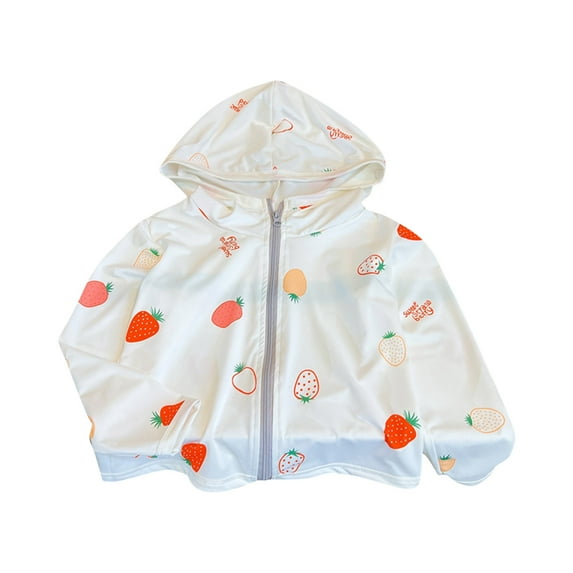 Kids Active Sun Protection Jacket Girls Full Zipper Hoodies Cooling Shirt Long Sleeve UPF 50+ Lightweight Shirts 4-5 Y