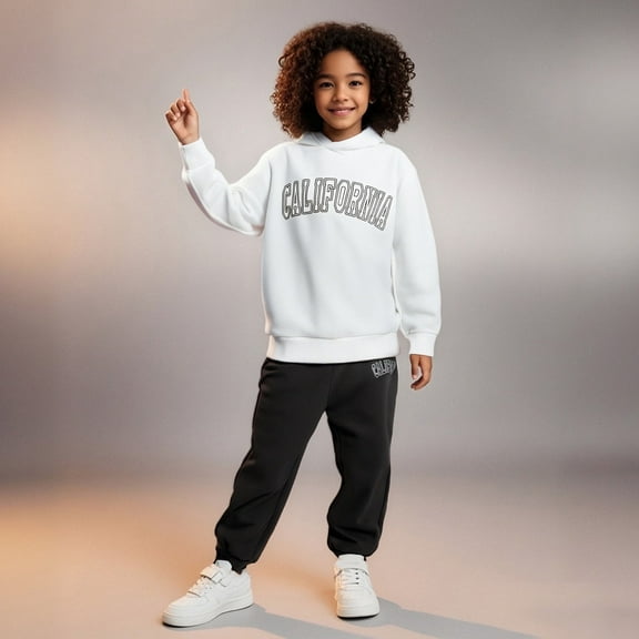 Kids Active Sweatsuit Long Sleeve Solid Soft Hoodie Sweatpants 2 Pcs Fall Winter Clothes 3-4 Years Girls Outfits Cute Boy Girl Clothing