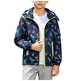 thumbnail image 1 of Kids Active Zipper Sun Protection Jacket Boys Girls Hooded Cooling Shirt Pockets Fishing Running Outdoor Jackets for Kids Preppy, 1 of 8