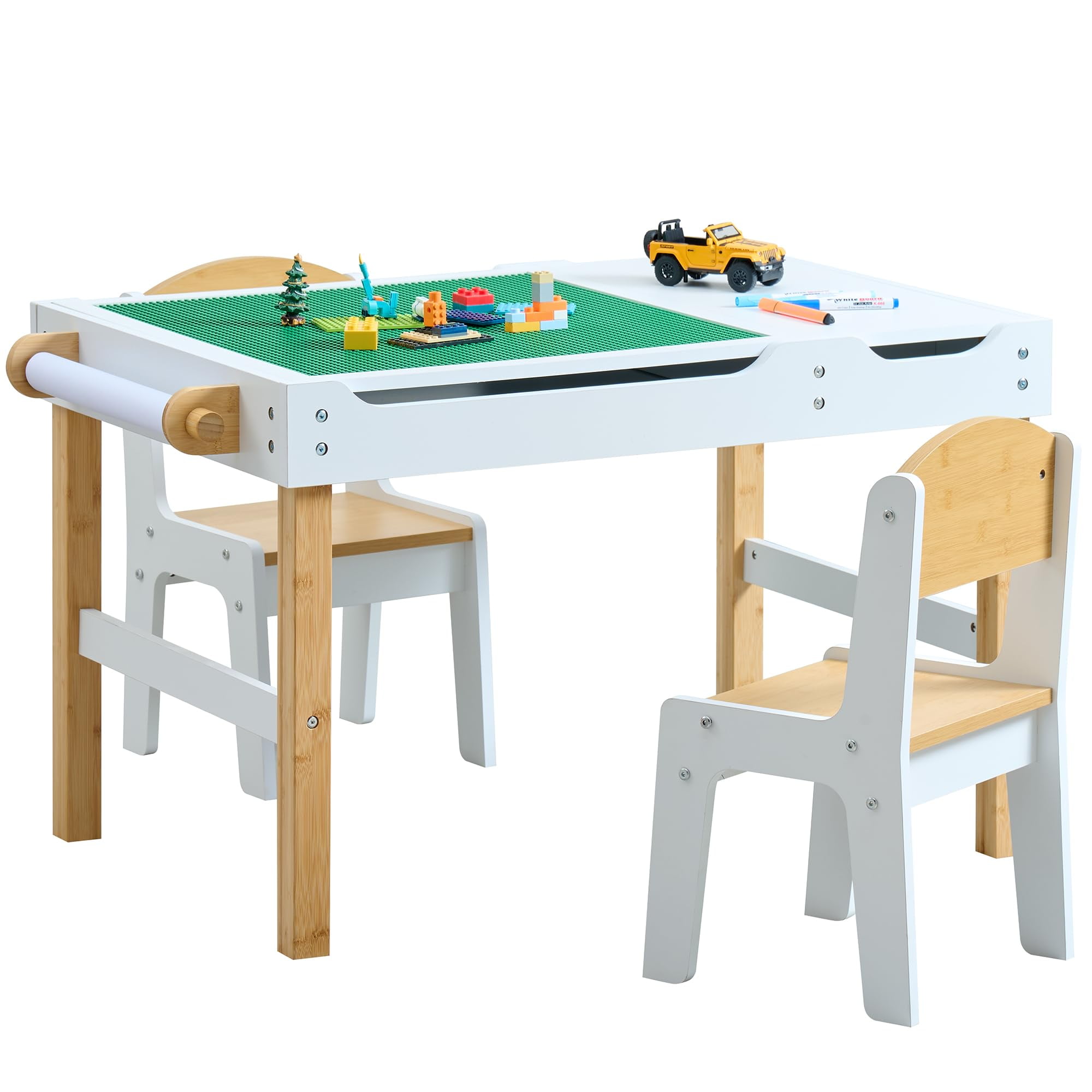 Kids Activity Table with Storage, 3 in 1 Kids Table Compatible with ...