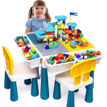 Arscniek 7-in-1 Kids Activity Table With 152 Marble Run Blocks - Adjustable Height Play Table