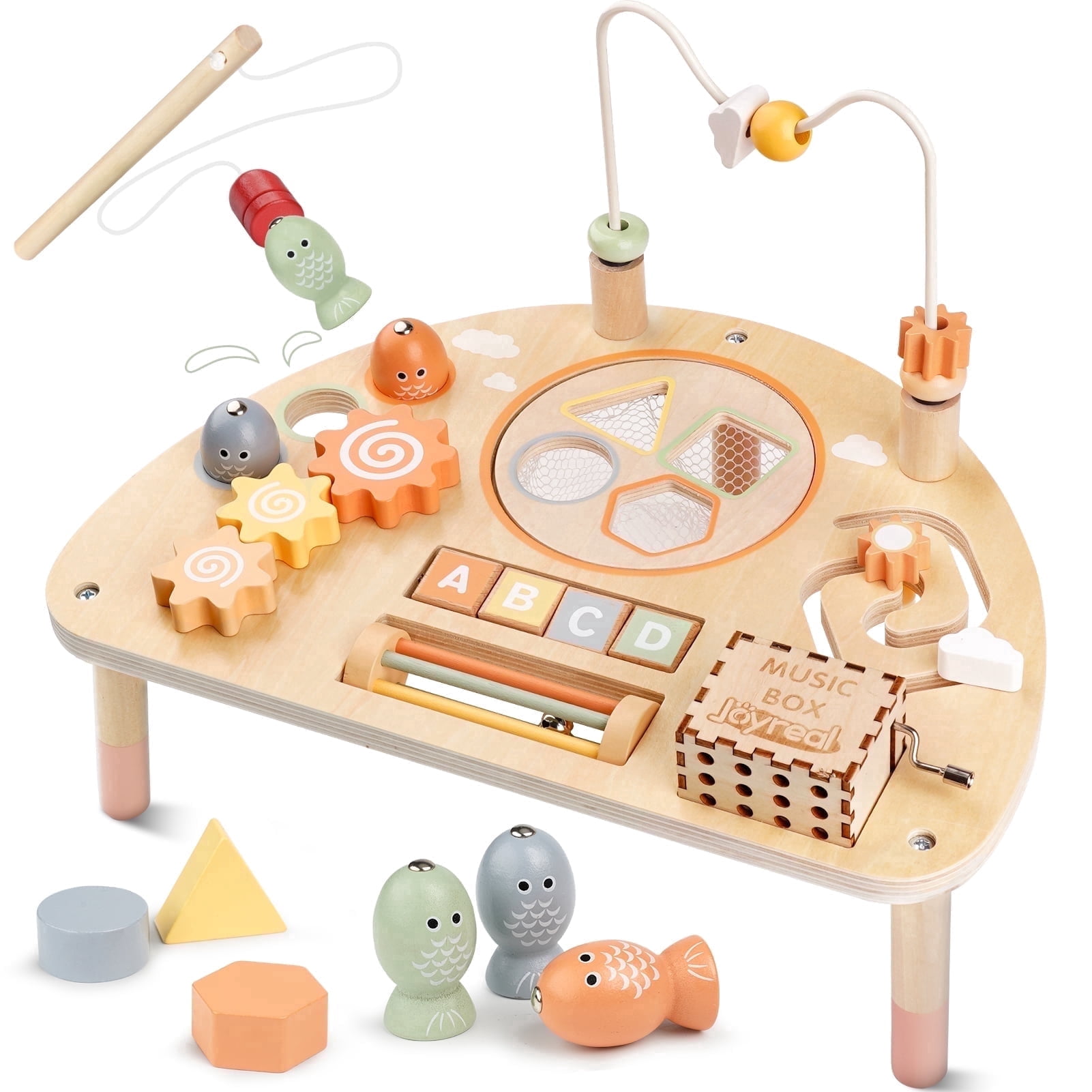 Vanplay 8-piece Wooden Sensory Play Table and Chair Set for Kids 18 Months and Up