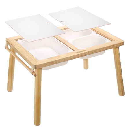 Sweet Time Kids Activity Table with Storage Bin, Pine Wood Montessori Toddler Sensory Table for Study and Play