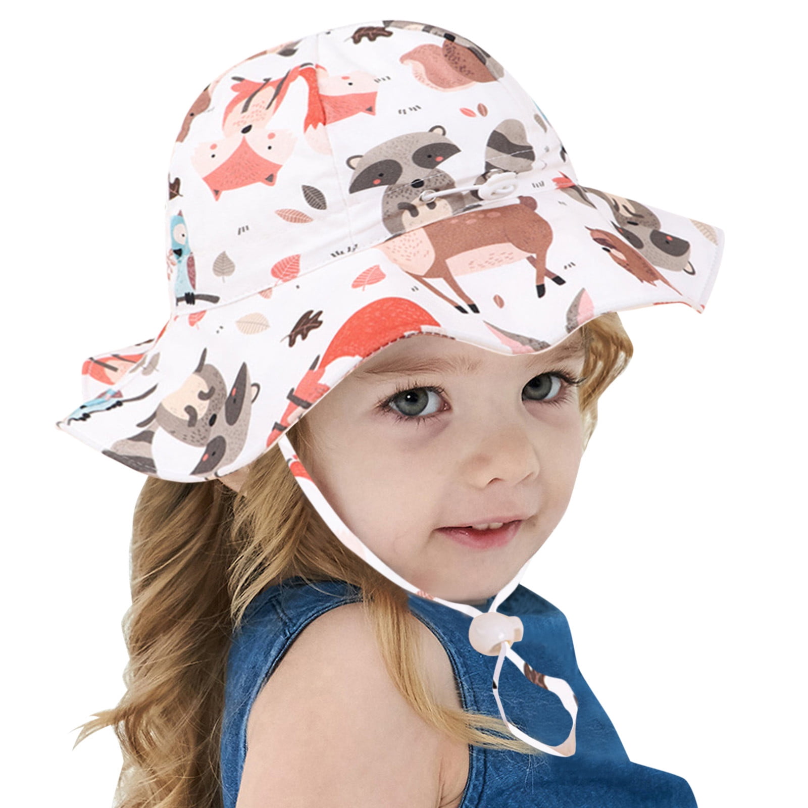 Kids Adjustable Chin Strap Sun Protection Hats Summer Spring Sun Hat Cute Cartoon Outdoor Beach Bucket Cap, Kids Unisex, Size: One size, Gold