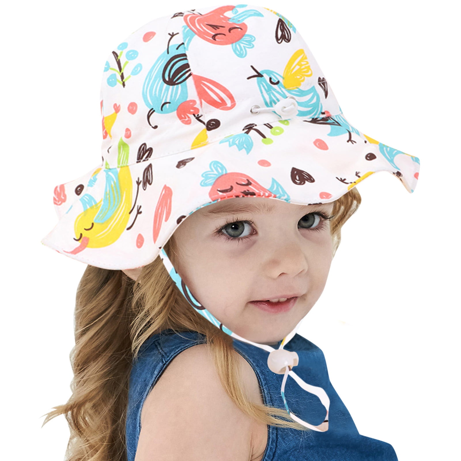 Kids Adjustable Chin Strap Sun Protection Hats Summer Spring Sun Hat Cute Cartoon Outdoor Beach Bucket Cap, Kids Unisex, Size: One size, Gold