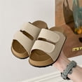 thumbnail image 1 of Kids Adjustable Double Strap Slide Sandals Boys & Girls Open Toe Slippers Soft Flat Summer Slides for Casual Daily Wear Beige Size 6-7 Years, 1 of 4