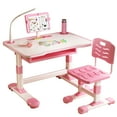 thumbnail image 1 of Kids Adjustable Study Desk & Chair Set with LED Light, Tilting Desk Top & Extra Large Drawer for Bedroom Learning, 1 of 8