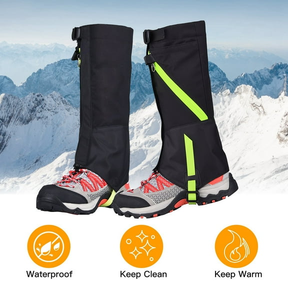 Kids Adjustable Waterproof Snow Leg Gaiters  Outdoor Climbing Boot Gaiters Anti-Tear Black