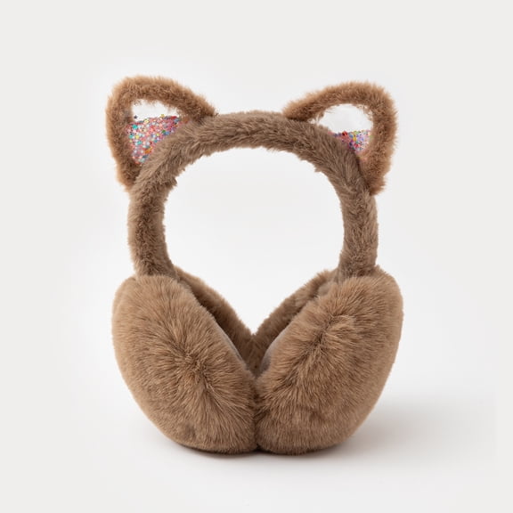 Kids Adjustable Winter Warm Furry Cat Ear Warmers for Girls Boys Outdoor