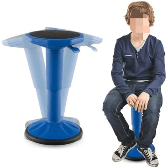 Kids Adjustable Wobble Stool, 24 Active Learning Classroom Seat, Non-Skid Wiggle Chairs Improve Posture, Focus & Help ADHD/ADD, Flexible Student Wobble Stool for Classroom Seating (Blue)