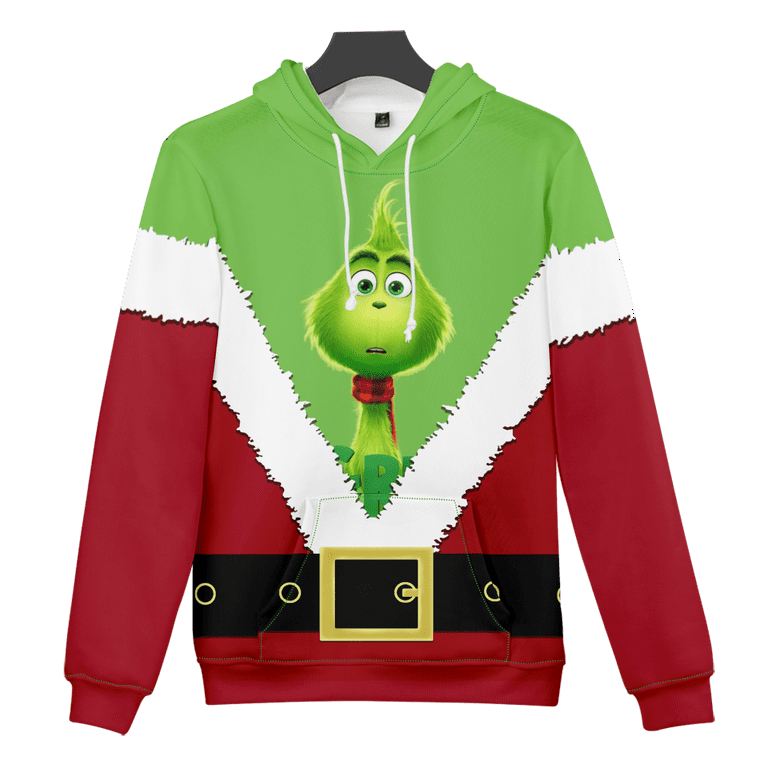 Kids Adults Christmas Grinch Hoodie 3D Print Graphic Long Sleeve