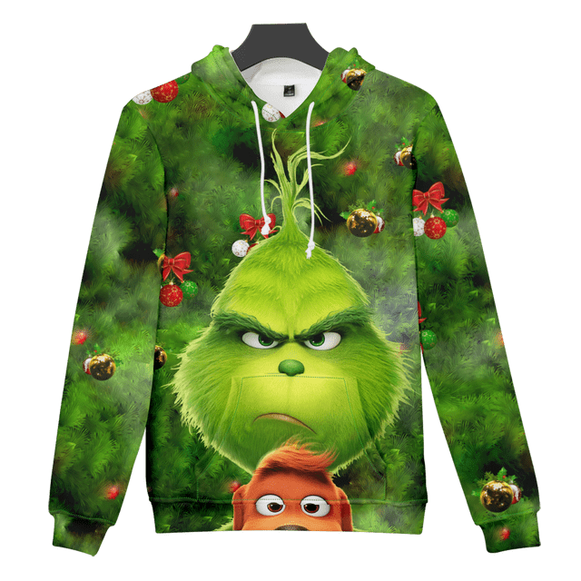 Kids Adults Christmas Grinch Hoodie 3D Print Graphic Long Sleeve